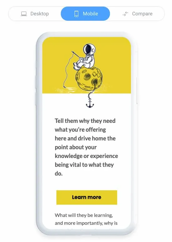 Mobile-responsive email template example showing how emails should display properly on smartphone screens